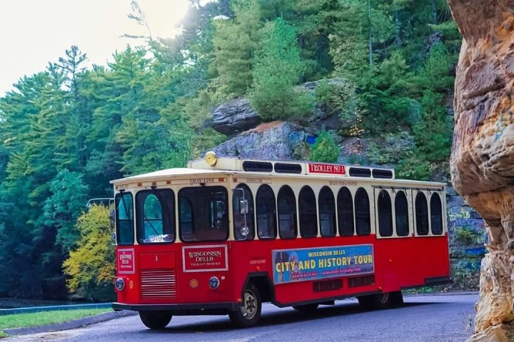 a bus that is driving down the road
