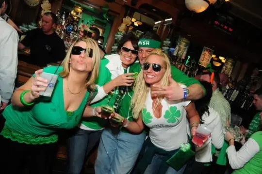 Group celebrating st patricks day